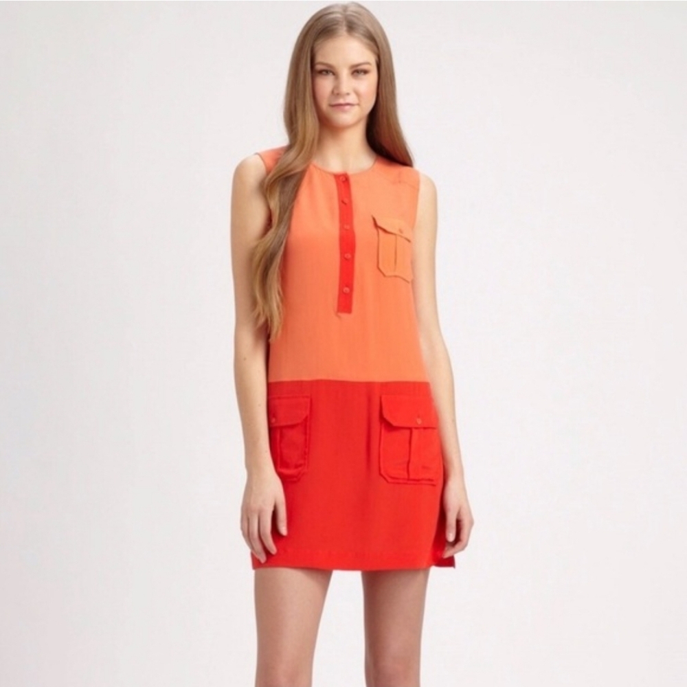 RACHEL ZOE Colorblock Silk Shift Dress, Size 2